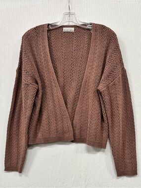 BE COOL Open V-Neck Chocolate Brown Knit Cardigan